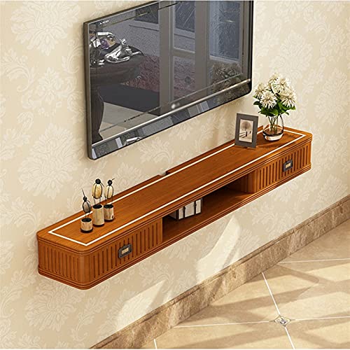 Vendics Schwimmende Regale Wandbehang Tv-Schrank Wandschrank Tv-Ständer Satelliten-Tv-Box Kabelbox Tv-Einheit Schwebender Rahmen Wandregal Aufbewahrungsregal/Yellow Walnut/120Cm