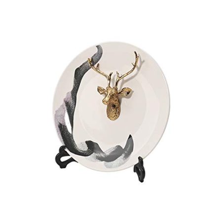 jbshop Desktop Dekoration Wohnzimmer TV-Kabinettweinkabinett Bogu-Rack Kupfer Rotwild Keramik Hirsch Ornament Platte Porch Dekoration Home Zubehör Moderne Hirschstatue Wohnkultur Produkte