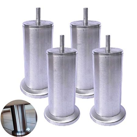 IUokLU Möbelbeine aus Metall, Edelstahl, Stützbeine für Sofatische, Ersatzfüße für TV-Schrank, Couchtisch, Couch, Glastisch, mit M8-Gewindeschaft, Hardware-Zubehör, 4 Stück