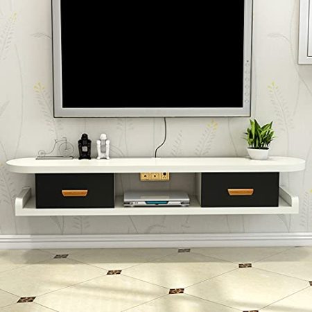 TV Board HäNgend, Kabelloch-Design-Wand-Tv-Schrank Medienkonsole Mit 2 Flip-Schubladen, Platzsparend Im Wohnzimmer/A / 120cm