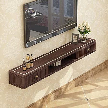 ZYHHDP Schwebende Regale Wandbehang Tv-Schrank Wandschrank Tv-Ständer Satelliten-Tv-Box Kabelbox Tv-Einheit Schwebender Rahmen Wandregal Aufbewahrungsregal/Black Walnut/120Cm