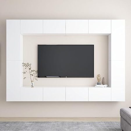 Toshilian 8-TLG. TV-Schrank-Set Weiß Holzwerkstoff