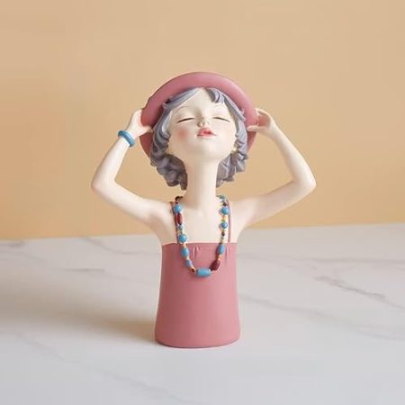 HHeaeR Moderne Skulptur Nette Mädchen Modell Skulptur Wohnkultur Figuren for Innenraum Wohnzimmer Dekoration Zubehör Statue Geschenke for Frauen Skulpturen Deko (Color : Pink)