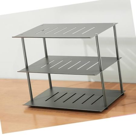 IMUNKT Tisch-Beamer Ständer, Audio Rack, HiFi Regal Medienständer, 2-Etagen Offenes Router-Regal, Aluminium, Plattenspieler/Spielekonsole/Kabelbox/TV Zubehör Ständer(Grey,27x18.5x27.5cm)