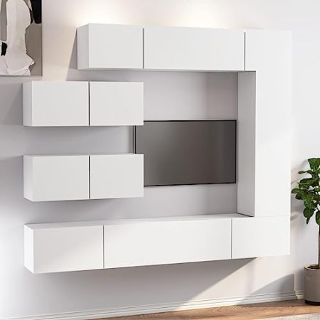 Generisch 7-TLG. TV-Schrank-Set Weiß Holzwerkstoff,jiangboyue-3114558
