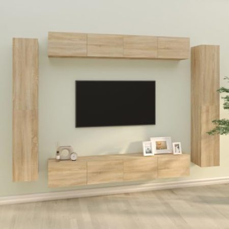 WDGJJFECNMUEHI Schlafzimmer TV-Schrank Lautsprecherschrank8-tlg. TV-Schrank-Set Sonoma-Eiche HolzwerkstoffGeeignet für Wohnzimmer, Schlafzimmer, Balkon
