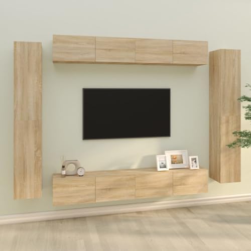 WDGJJFECNMUEHI Schlafzimmer TV-Schrank Lautsprecherschrank8-tlg. TV-Schrank-Set Sonoma-Eiche HolzwerkstoffGeeignet für Wohnzimmer, Schlafzimmer, Balkon