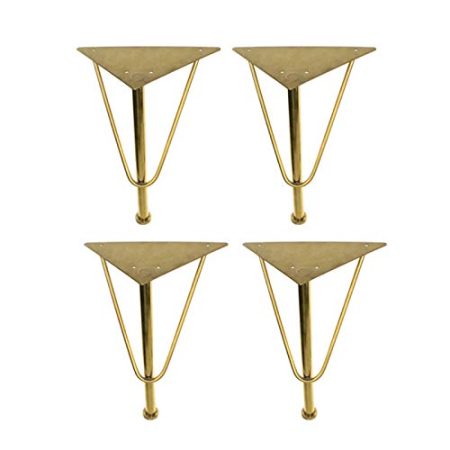 ZXCVBAS 4 Verstellbare Möbelfüße Aus Edelstahl Möbelbeine Tischbein Aus Metall Stützfüße Sofa Füße Kabinettfüße Dickes Material Möbel Zubehör,Stützbein,Gold,25cm/9.84in