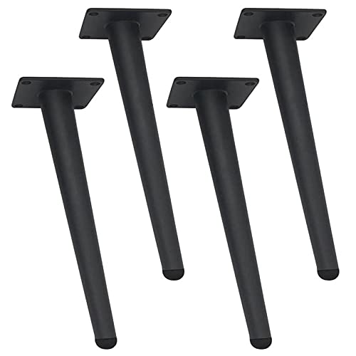 Generisch 4X Schwarze schräge konische Tischbeine aus Metall, auswechselbare Möbelfüße für Couchtisch, TV-Schrank, 30 cm / 11,8 in, 600 kg Tragkraft, inkl. Zubehör
