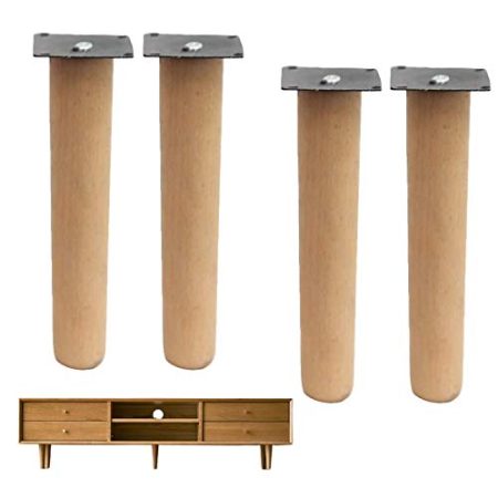 4 Stück Möbelbeine aus Massivholz, Sofabeine aus Buche, Ersatzbeine für Couchtische, Schrankbeine mit geradem Kegel, für Couch, TV, Stuhl, Bett, Sessel, Bett, Beistelltische, mit Zubehör (50