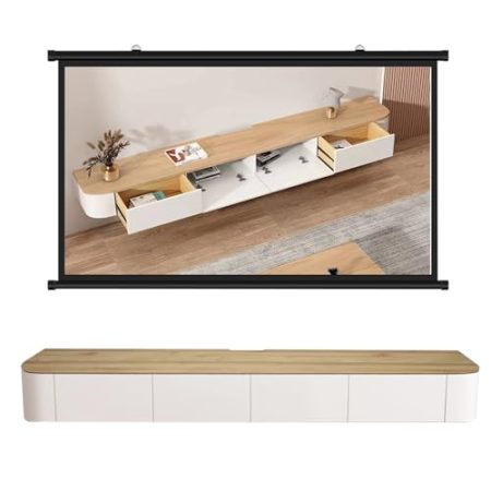 HYANXUE Schwebender TV-Schrank Schwebende TV-Einheit An Der Wand Montierte TV-Medienkonsole Schwebender TV-Schrank Große TV-Stauraumbank Unter Dem Fernseher Schwebende TV-Einheit(Wood,240x20x24CM)