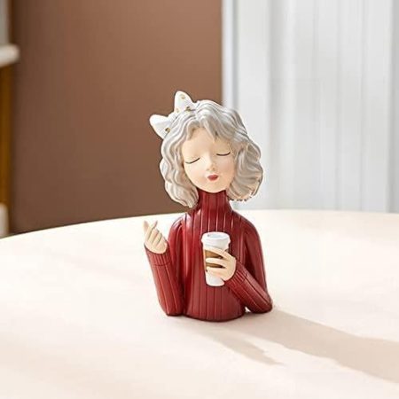 xuejuanshop Harz Skulptur Moderne Dekoration Wohnzimmer Dekoration Zubehör Mädchen Schlafzimmer Cafe Dekoration Geschenke (Color : Burgundy)