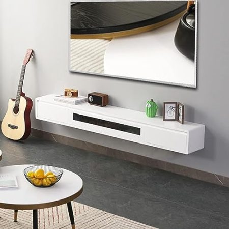 YUZDNM TV Lowboard Hängend - Wandmontage TV-Schrank - TV Schrank Hängend, Bücherregal Für Wohnzimmer, Schwebendes TV-Regal Aus MDF Aus Holz Für Zuhause Und Büro, Verstecktes Kabelloch