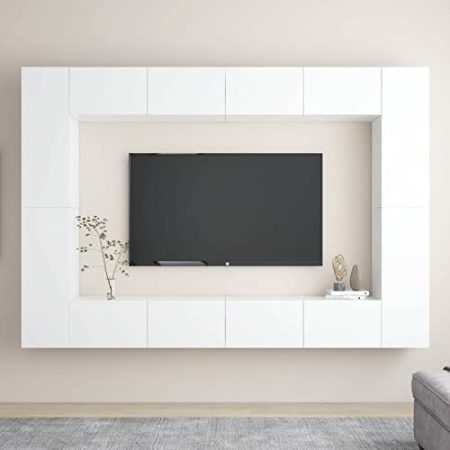 GuyAna 8-TLG. TV-Schrank-Set Weiß Holzwerkstoff TV Tisch TV Board HäNgend Wohnzimmerschrank MöBel Wohnzimmer 3078670