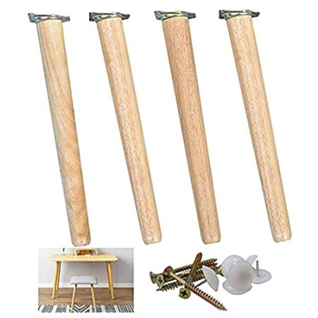 AMAZOM 4Pcs Massivholz-Möbelbeine, Tischbeine Aus Buche, Konische Sofabeine Mit Neigung, Ersatzbeine, Für Tisch, Schrank, Couchtisch, Bank, TV-Schrank, Mit Zubehör,60cm/23.6in