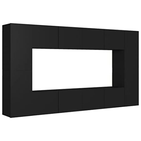Annlera TV-Ständer 8-TLG. Hängende TV-Schrank-Set TV-Konsole Fernsehschrank Modernen Medienschrank Wandmontage Beistellschrank Trendigen und Dennoch Praktischen Design Schwarz