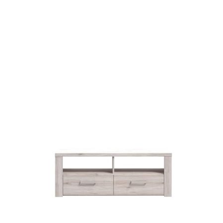 FORTE Portland TV-Unterschrank mit 2 Schubladen, Holzwerkstoff, Sandeiche, 41 x 126,9 x 52 cm
