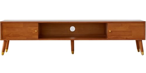 WTIWJY Vielseitigkeit TV-Schrank, Lowboard TV Board mit 2 Schiebetüren aus Massivholz, Unterhaltungszentrum TV-Tisch, für Wohnzimmer Esszimmer und Schlafzimmer
