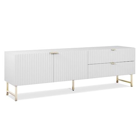 Homestyle4u 2423, TV Board Weiss TV-Schrank Lowboard Unterschrank Sideboard Fernsehschrank Holz Metall