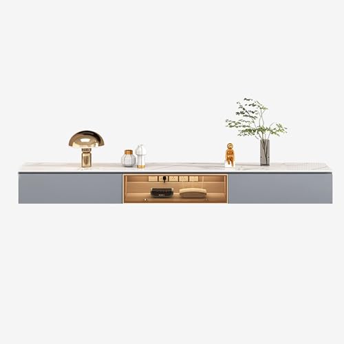 TV-Schrank Aus Massivem Holz,Schwebender TV-Ständer Mit Tür und 2 Schubladen,TV-Medienkonsole, Wandmontage Unter TV Ständer Schwebendes TV Konsolen Unterhaltungsregal,für Wohnzimmer, Schlafzimmer(Gray