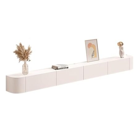 Aipunlus TV Schrank Hängend, TV Lowboard Hängend, TV Board Hängend, Sideboard Hängend, Schwebendes TV Regal, Schwebender TV Ständer, TV Sideboard Wohnzimmer Fernsehschrank (Weiß, 240x24x20cm)