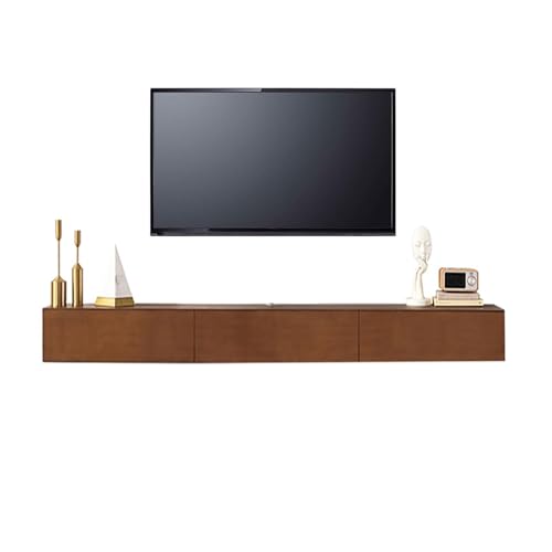 WOLWES Schwebender TV-Schrank, Schwebender TV-Ständer Zur Wandmontage, Entertainment-Center Mit Stauraum for Wohnzimmer Und Schlafzimmer, Büros(Walnut Colour)