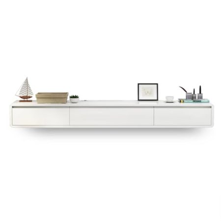 TV lowboard hängend mit Klapptür TV schrank Lowboard 200cm, TV-schrank mit Schublade, Wandmontierte schwimmende TV schrank holz Medienkonsole, Fernsehkommode für Wohnzimmer.(White,140x24x20CM/55.1x9.4