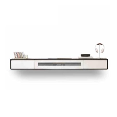 An der Wand montierter TV-Schrank, schwebende TV-Konsole, Medienkonsole, TV-Schrank mit Aufbewahrungsschubladen, Entertainment-Center, TV-Schrank mit unterer Klapptür mit Kabelloch für Wohnz