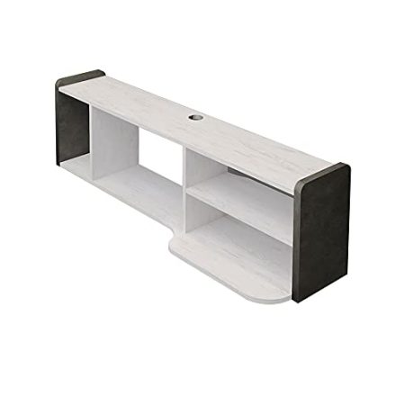 Hängender TV-Schrank, Wandmontierter Set-Top-Box-Rack Schlafzimmer-TV-Schrank, Geeignet zum Aufbewahren von Projektor-Routern mit Fernbedienung/Grau / 126,4 x 33,6 x 35,8 cm Interessantes Leben