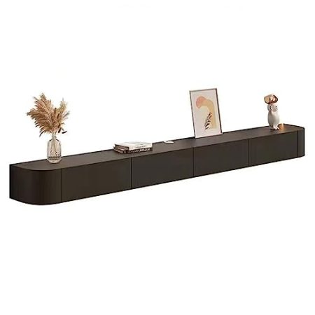 TV Board Hängend TV Lowboard Schwarz Wohnzimmer mit Fächern Wohnwand,Modern TV Schrank für Wohnzimmer, Esszimmer und Schlafzimmer 120 cm