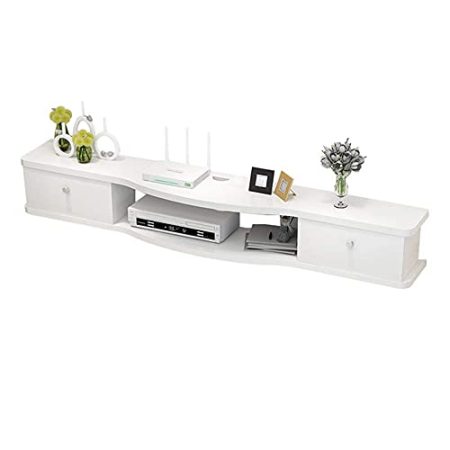 ZYHHDP Tv-Schrank Tv-Wandeinheiten Für Wohnzimmer Schwebendes Regal Wandmontierter Tv-Schrank Wandhintergrund Lagerregal Offenes Regal Mit Schubladen Multifunktionales Präsentationsregal/White/160Cm