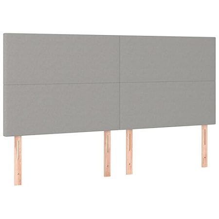 vidaXL Kopfteil 4 STK., Bettkopfteil mit Holzbeinen, Höhenverstellbar Polsterkopfteil für Bett, Betthaupt Bettzubehör Schlafzimmer, Hellgrau 100x5x78/88 cm Stoff