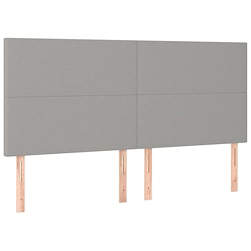vidaXL Kopfteil 4 STK., Bettkopfteil mit Holzbeinen, Höhenverstellbar Polsterkopfteil für Bett, Betthaupt Bettzubehör Schlafzimmer, Hellgrau 100x5x78/88 cm Stoff