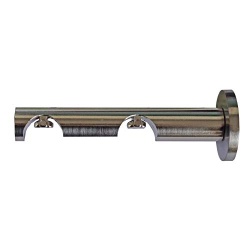 Gardinenstangenträger o. Trägerverlängerung Edelstahl Look f. 20mm Innenlaufrohr, Modell:H40 2läufig Wandträger