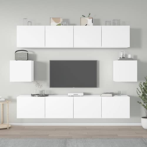 AJJHUUKI Home Outdoor Others6-teiliges TV-Schrank-Set, Holz, Weiß