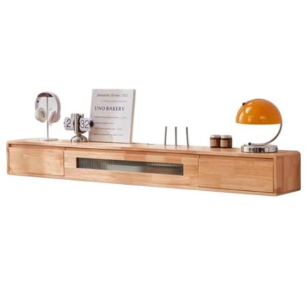 Fernsehschrank Aus Holz Mit Schubladen Schwebende Medienkonsole TV-Ständer Mit Stauraum Hotelmöbel Für Zuhause TV-Konsole Fürs Schlafzimmer TV-Schrank-Organizer(Wood colorB,160 * 20 * 24cm)