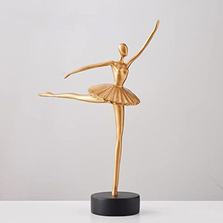 HETAN Moderne Ballett-MÄDCHEN-SKULPTUR-Charakter-Verzierungen Wohnzimmer-Wein-TV-Schrank BÜCHERREGAL Wohnzimmer-DEKORATIONS-ZUBEHÖR,Gold 01