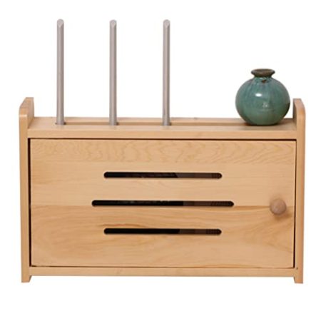 Aufbewahrungsbox für Router aus Holz zur Wandmontage mit kabellosem WLAN-Router-Regal, solides Regal für TV-Zubehör und Steckdosenverschluss, Schreibtisch-Aufbewahrungsbox für Zuhause (Farbe: Braun,