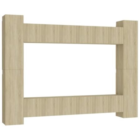 Hovothy TV-Schränke 10 STK. Wandschränke Schrankset Fernsehschrank Modernen TV-Möbel für Wohnzimmer oder Schlafzimmer Medienschrank TV-Konsole Elegantes und Klassisches Design Sonoma-Eiche