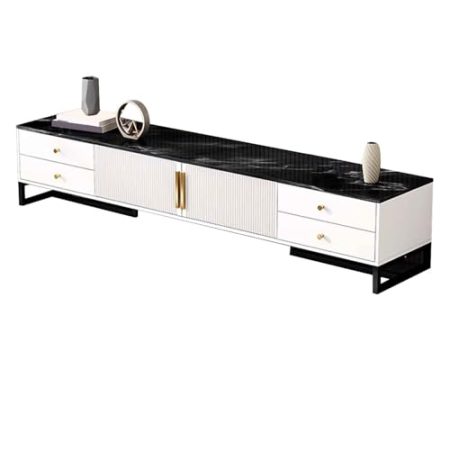 Tv Schrank Mit Stauraum, Medienkonsole, Unterhaltung Einheit Mit Schubladen Und Metallbeinen für Wohnzimmer Und Schlafzimmer(Black,62.9in/160cm)
