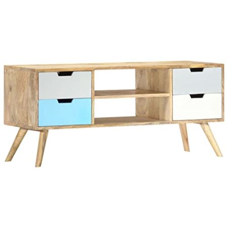 VACARX TV-Schrank, 110 x 35 x 48 cm, Mangoholz, Artikelfarbe: Braun und mehrfarbig