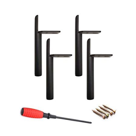 TGDGFKIAS Metall Möbelfüße Moderne Tischbeine, 4-teilige Tischbeine aus Metall, for Betten, Schränke, Stühle, mit Zubehör, rutschfestes Sicherheitsdesign, verschleißfeste Sofabeine(Black,18cm/7in)