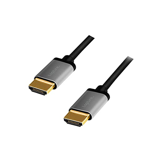 LogiLink CHA0102 - HDMI Anschlusskabel 4K/60 Hz, Alu, schwarz/grau, 3 m