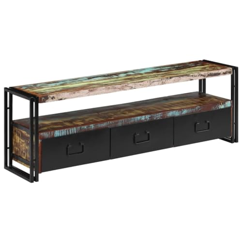 AJJHUUKI Outdoor-Möbel-TV-Schrank Massivholz Altholz 120x30x40 cm-Möbel