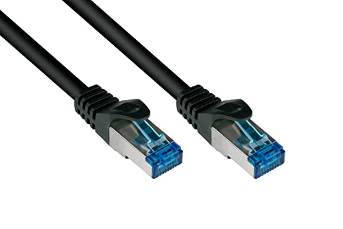 Good Connections® SmartFLEX Cat.6A Patchkabel - 3 m - Hochflexibles kurzes 10-GIGABIT PREMIUM-Ethernetkabel KUPFERLEITER / CU - Rastnasenschutz - S/FTP PiMF - halogenfrei (LSZH) - 500MHz - SCHWARZ