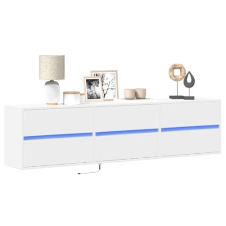XGWKCNV Entertainment Centers & TV-Ständer, TV-Wandschrank mit LED, Weiß, 180 x 31 x 45 cm
