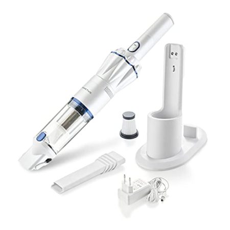 Genius A28178 Invictus One Version 1.0 Set 9 teilig weiß - Beutelloser und kabelloser Akku Handstaubsauger 90 W BLDC Motor + Zubehör, PP, Edelstahl