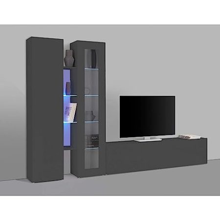 TV-Möbel-Set Natasha | TV-Schrank, Vitrine, Stauschrank und Ablagefächer | Anthrazitfarben