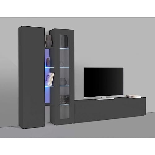 TV-Möbel-Set Natasha | TV-Schrank, Vitrine, Stauschrank und Ablagefächer | Anthrazitfarben