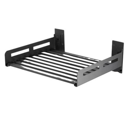 AYYSSM Mikrowellenherd-Aufbewahrungshalter, Küchenregal, Schwarz, Edelstahl, Wandregal, Ofenregal, Küchen-Organizer, Zubehör (Color : 50x40cm Black)